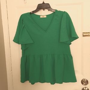 Green boho blouse